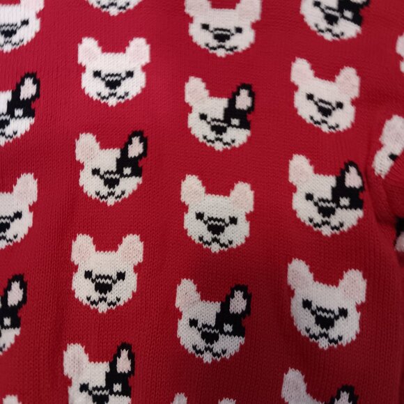 Franki by Francesca's Girls Pullover Sweater - Dogs - Red, Black, White - Sz 08 - Picture 3 of 5